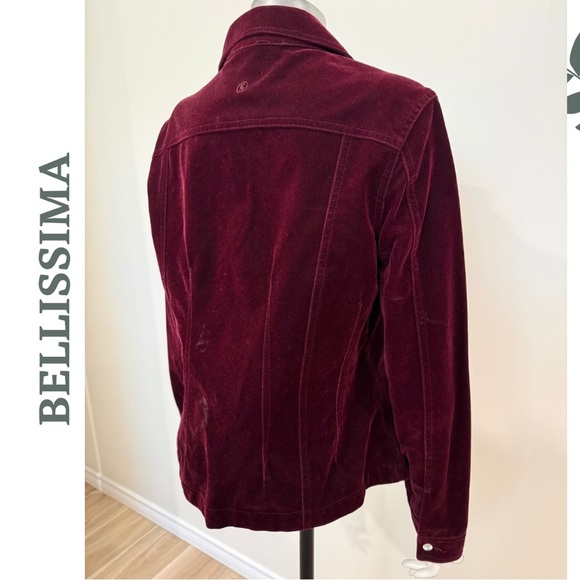 BELLISSIMA Burgundy Velvet Blazer Jacket Rhinestone Buttons– Size Large - Picture 4 of 7